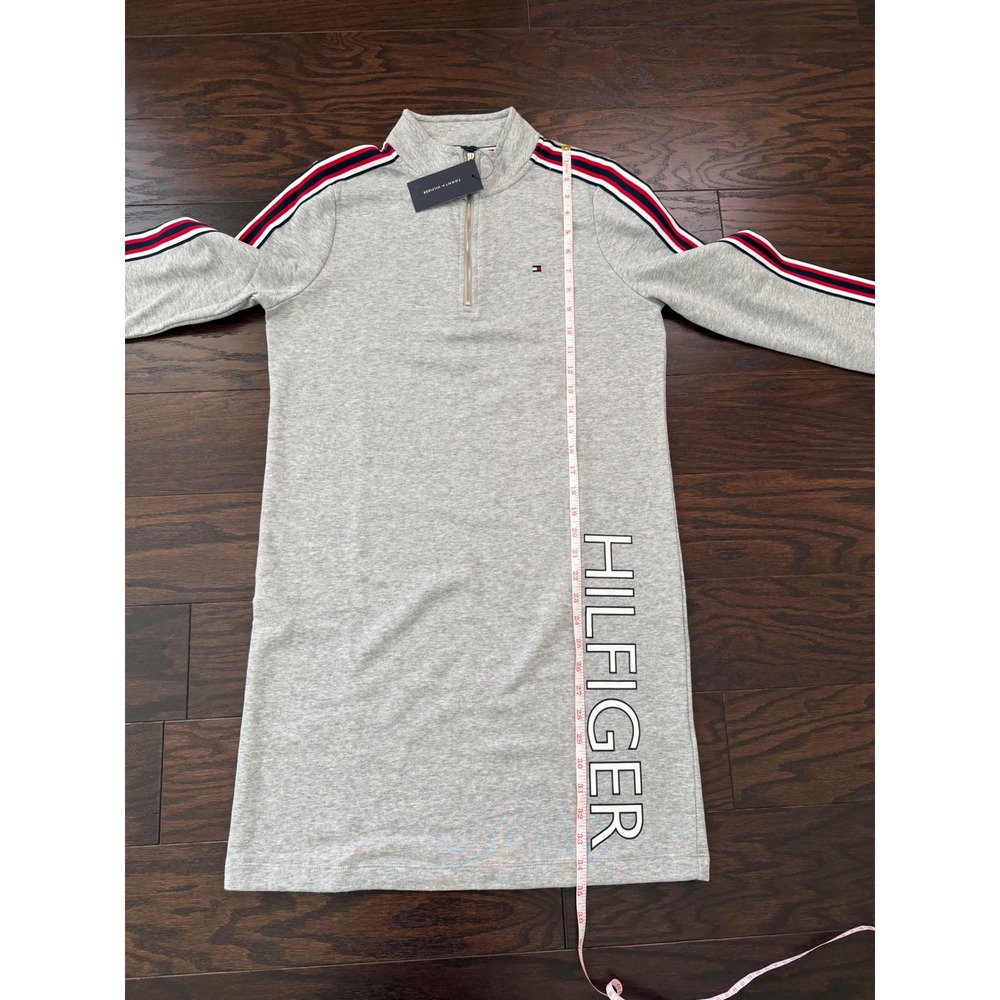Tommy Hilfiger Womens Quarter Zip Sweatshirt Dress Gray Stripe Logo S A1GK1KTA - Picture 3 of 6